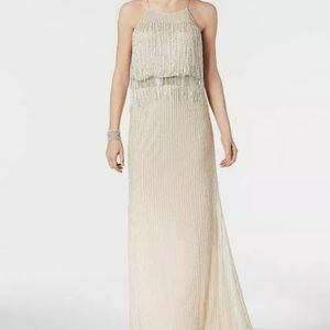 🍾NWT! Adrianna Papell Cream/Silver Fringe Dress🍾